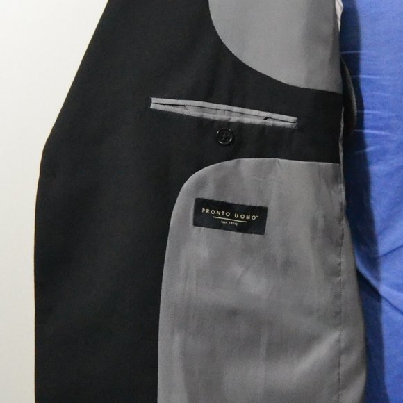 Pronto Uomo 46R Sport Coat Blazer Suit Jacket Blac - Picture 8 of 8